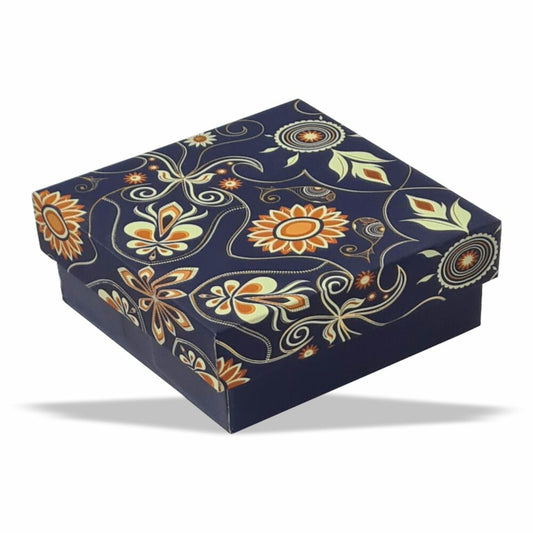 Blue Bling Gold Foil Top Bottom Rigid Box (3.5x3.5x1.5 inch)