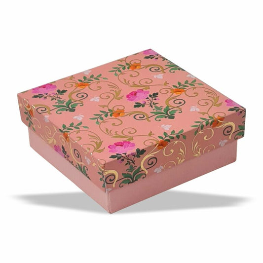 Peach Perfect Gold Foil Top Bottom Rigid Box (3.5x3.5x1.5 inch)