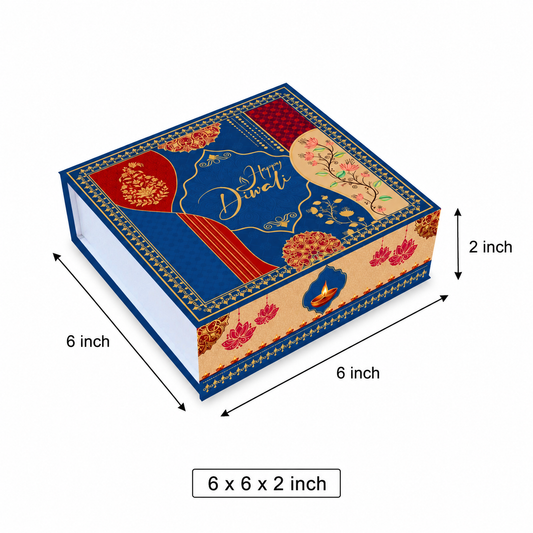 Diwali Rigid Magnetic Hamper Box 6x6x2 inch Design 001 - custom packaging box