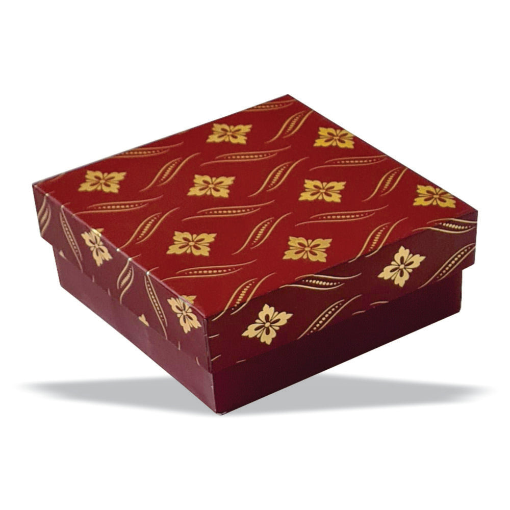 Brick Red Gold Foil Top Bottom Rigid Box (3.5x3.5x1.5 inch)