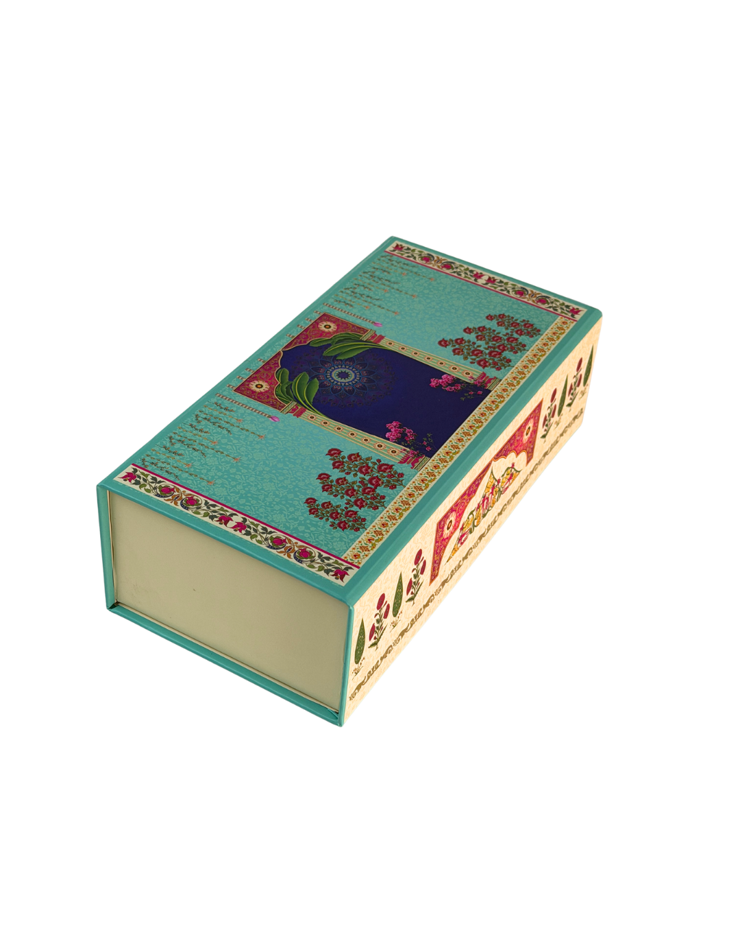 Turquoise Darbar 3 Jar Hamper Box (Rigid Magnetic Pattern) with Custom Logo Print