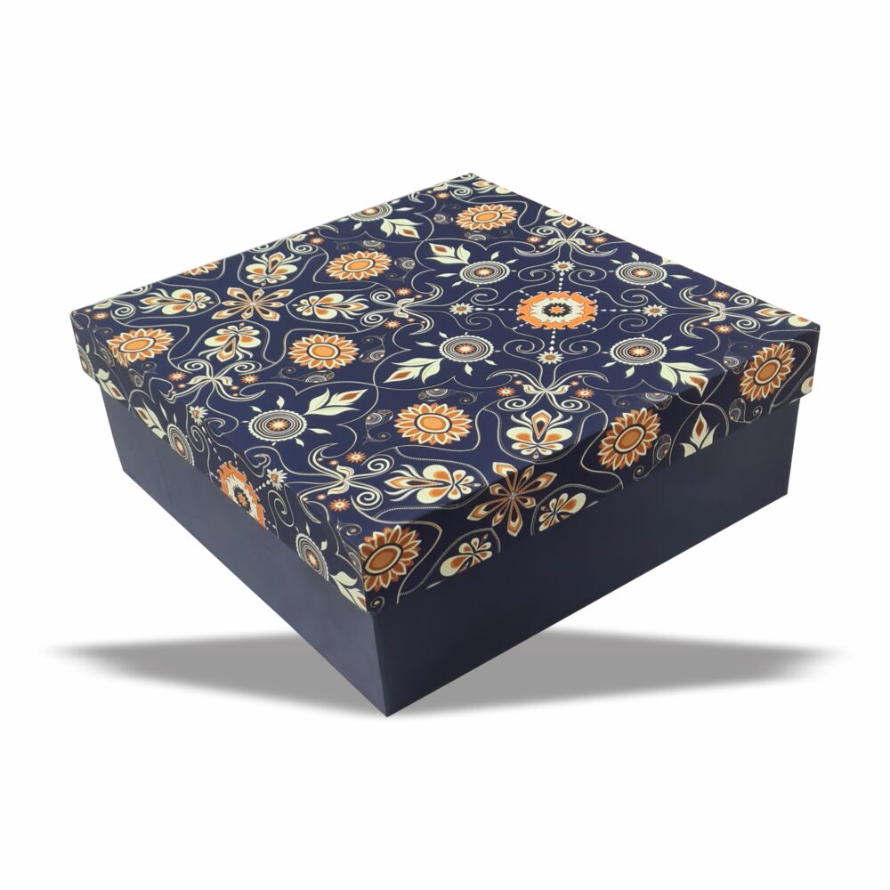 Gold Foil Rigid Hamper Box (10x10x3 inch)