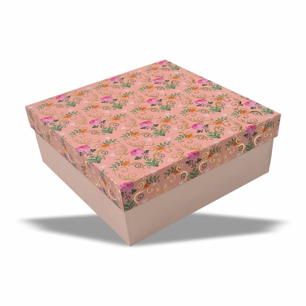 Peach Perfect : Gold Foil Rigid Hamper Box (10x10x3 inch)