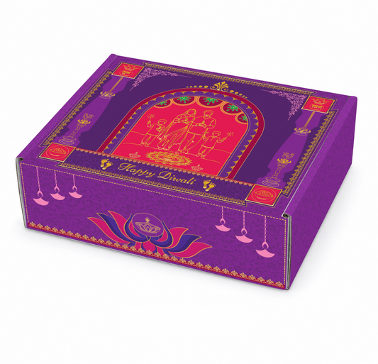 Diwali Corrugated Hamper Box 10.5x8x4 inch Design 002 - front