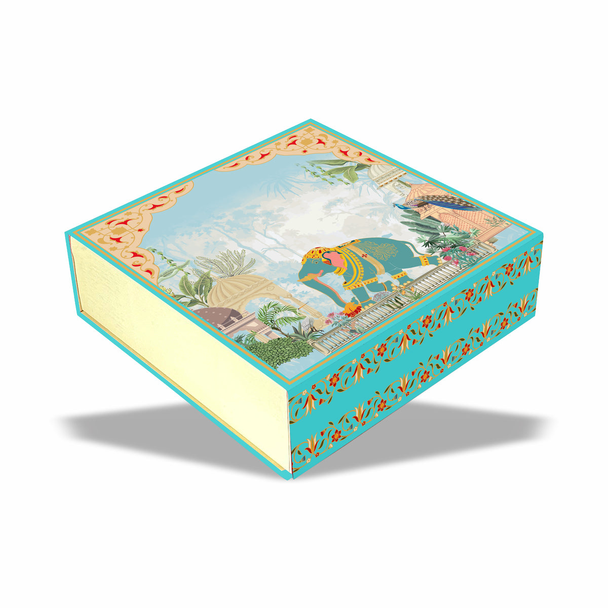 Gajraj Palace (10x10x3 inch) 3 Jar 8 Chocolate hamper box with custom logo print