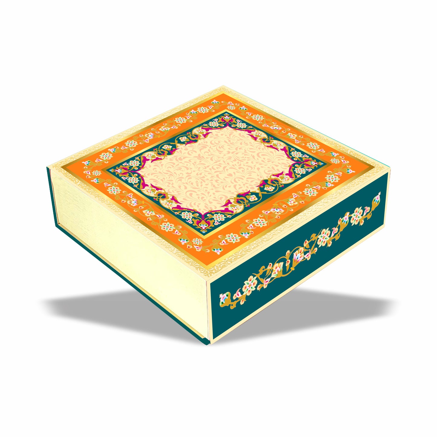 Shahi Phoolkari (10x10x3 inch) 3 Jar 8 Chocolate hamper box with custom logo print