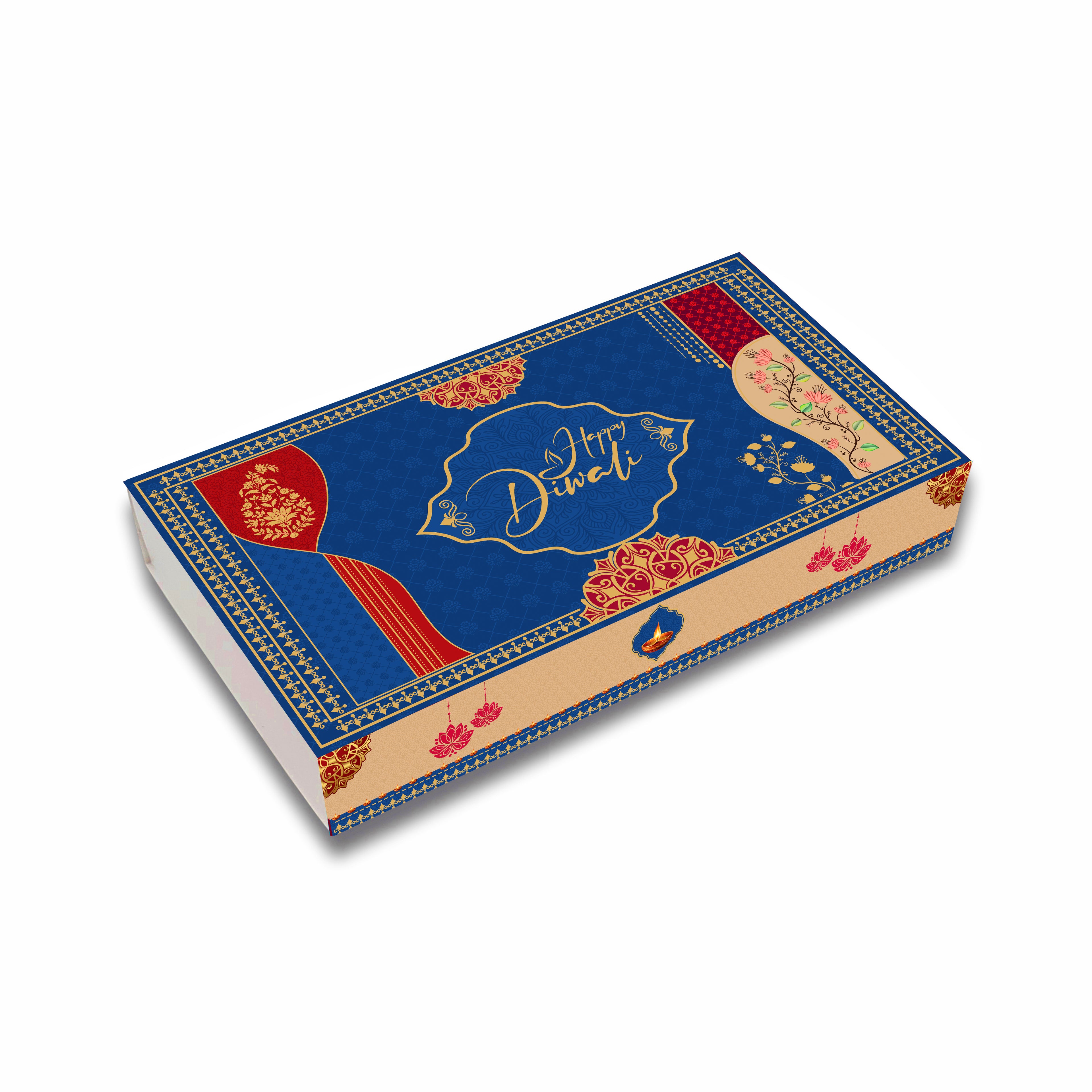 Diwali Chocolate Box 18 Cavity Gold Foil Design 001 - front