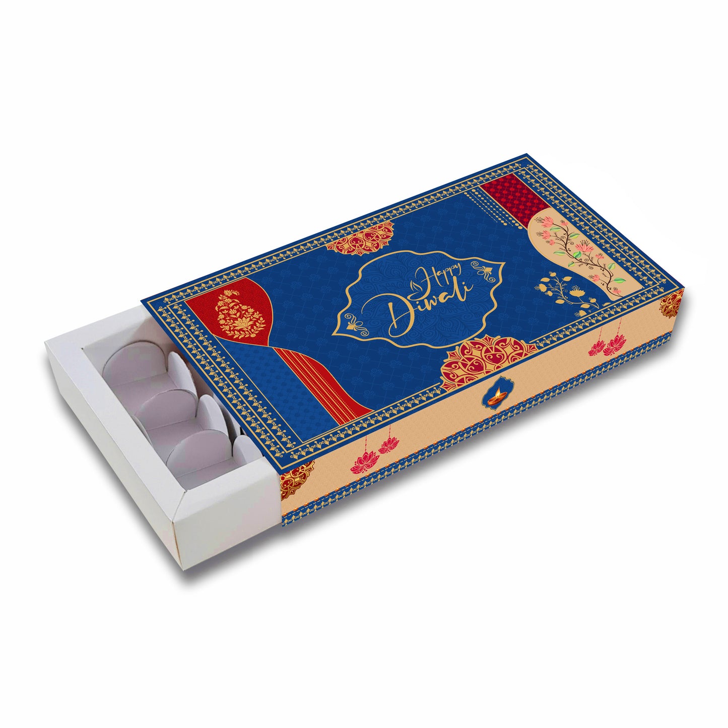 Diwali Chocolate Box 18 Cavity Gold Foil Design 001 - back