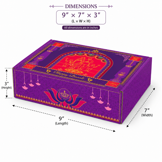 Diwali Corrugated Hamper Box 9x7x3 inch Design 002 - front