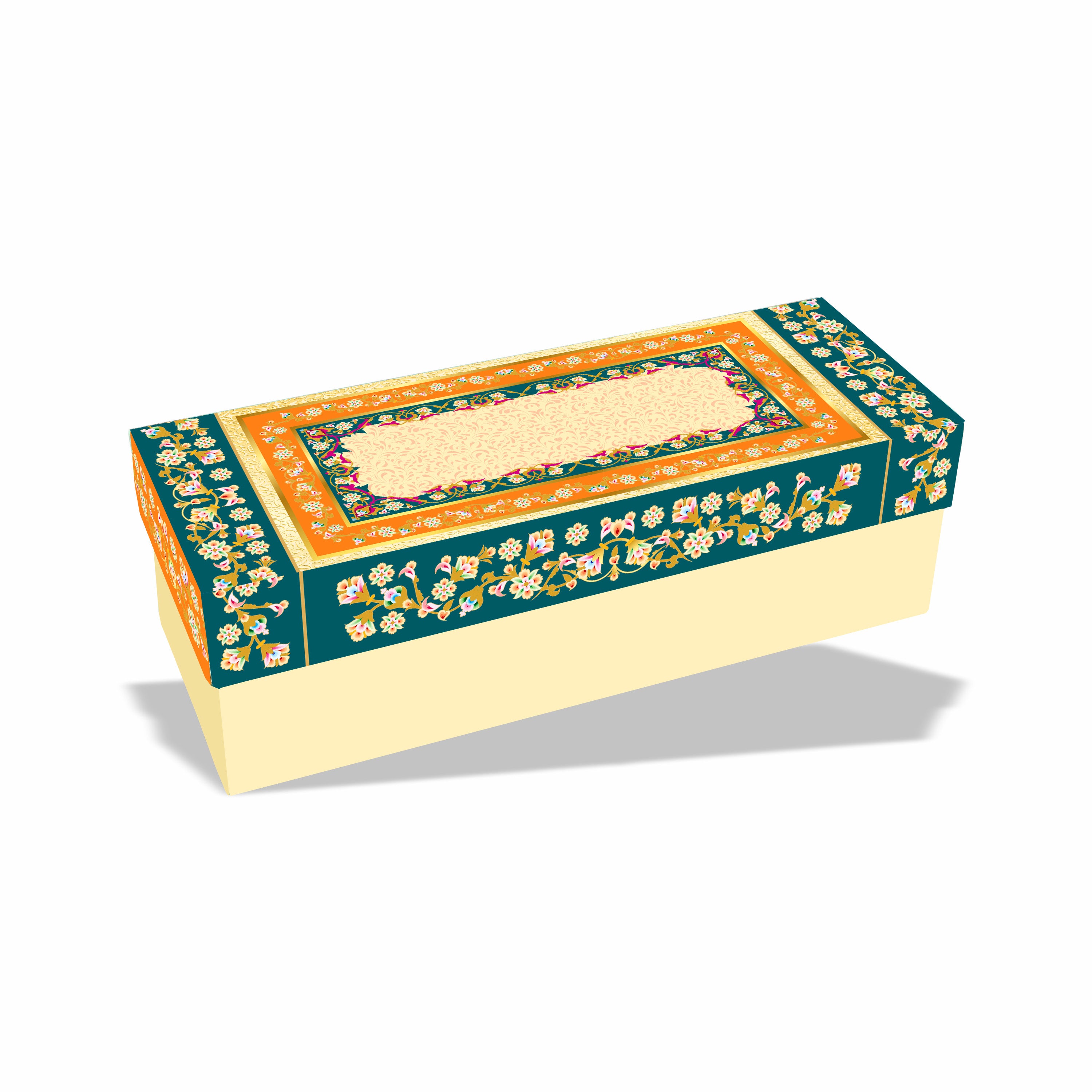 Shahi Phoolkari 2 Jar & 6 Chocolate Hamper Box (Top Bottom Pattern) with Custom Logo Print