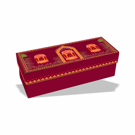 Rang Mahal 2 Jar & 6 Chocolate Hamper Box (Top Bottom Pattern) with Custom Logo Print