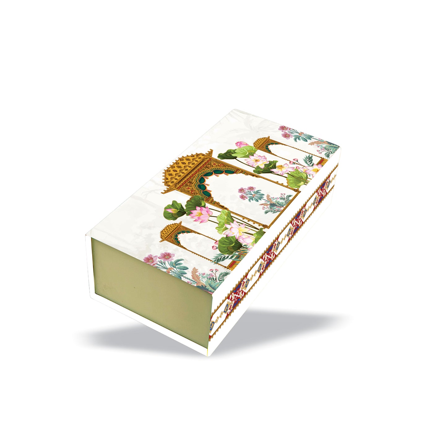 Lotus Palace 3 Jar Hamper Box (Rigid Magnetic Pattern) with Custom Logo Print