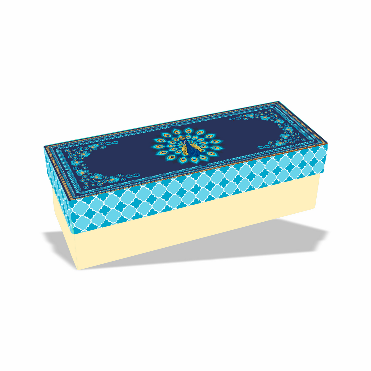 Royal Peacock 2 Jar & 6 Chocolate  Hamper Box (Top-Bottom Pattern) with Custom Logo Print (Copy)