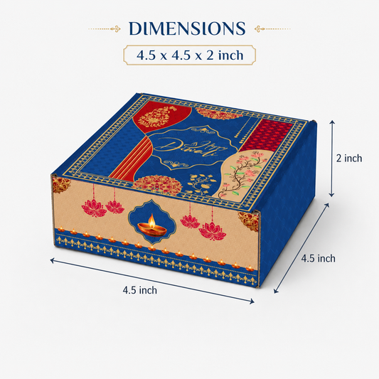 Diwali Corrugated Hamper Box 4.5x4.5x2 inch Design 001 - front