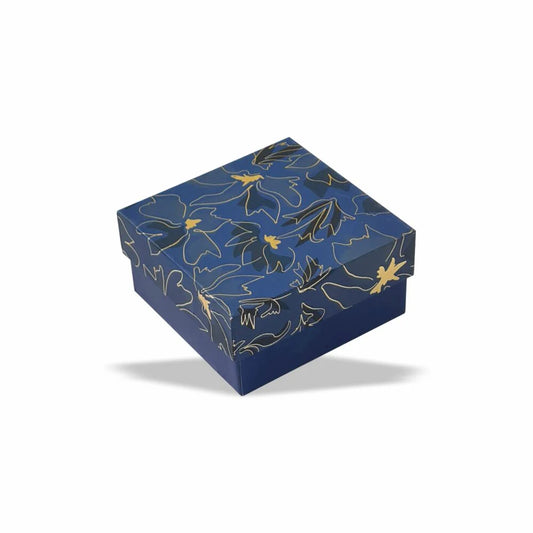 Golden Leaf Gold Foil Top Bottom Rigid Box (3.5x3.5x1.5 inch)