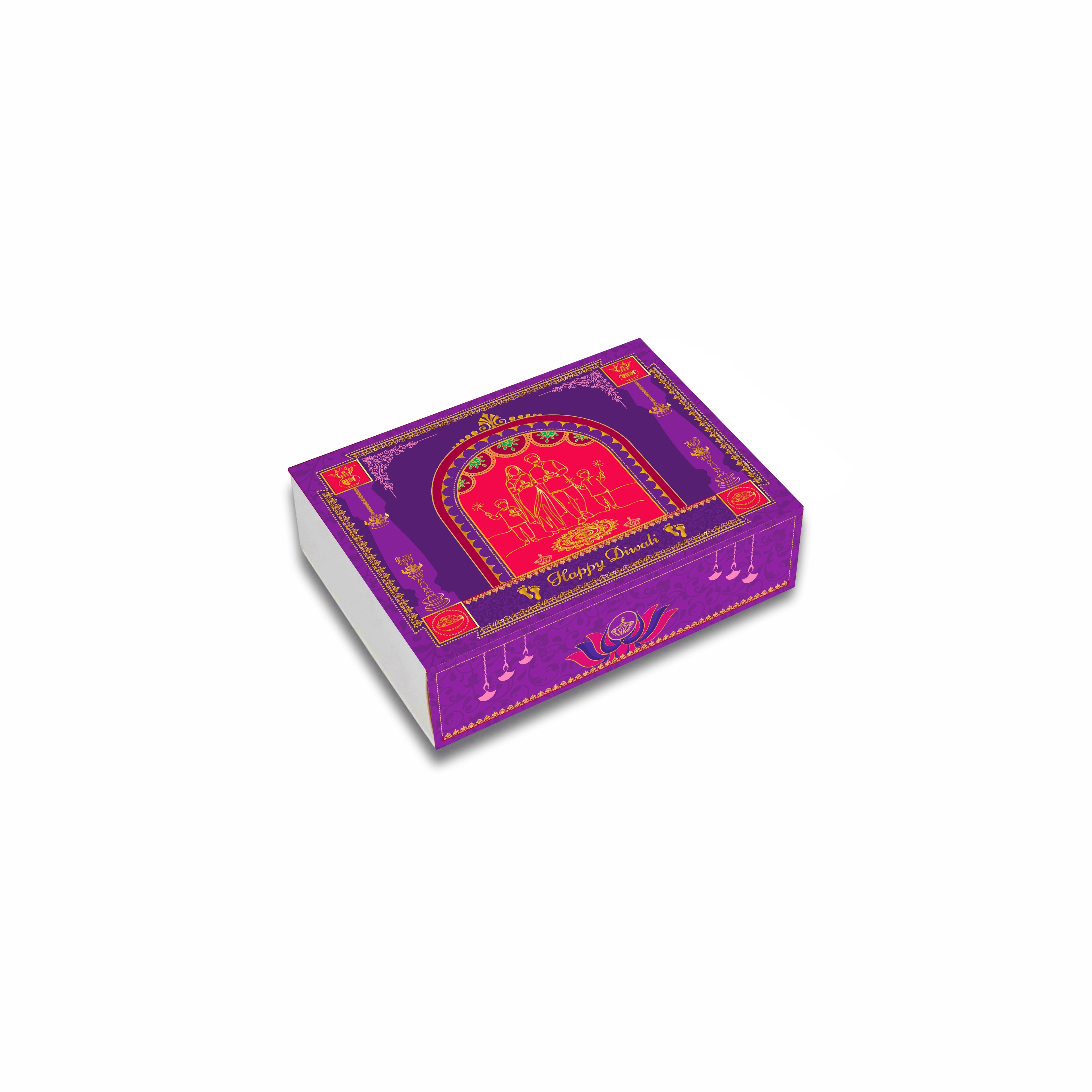 Diwali Chocolate Box 6 Cavity Gold Foil Design 002 - front