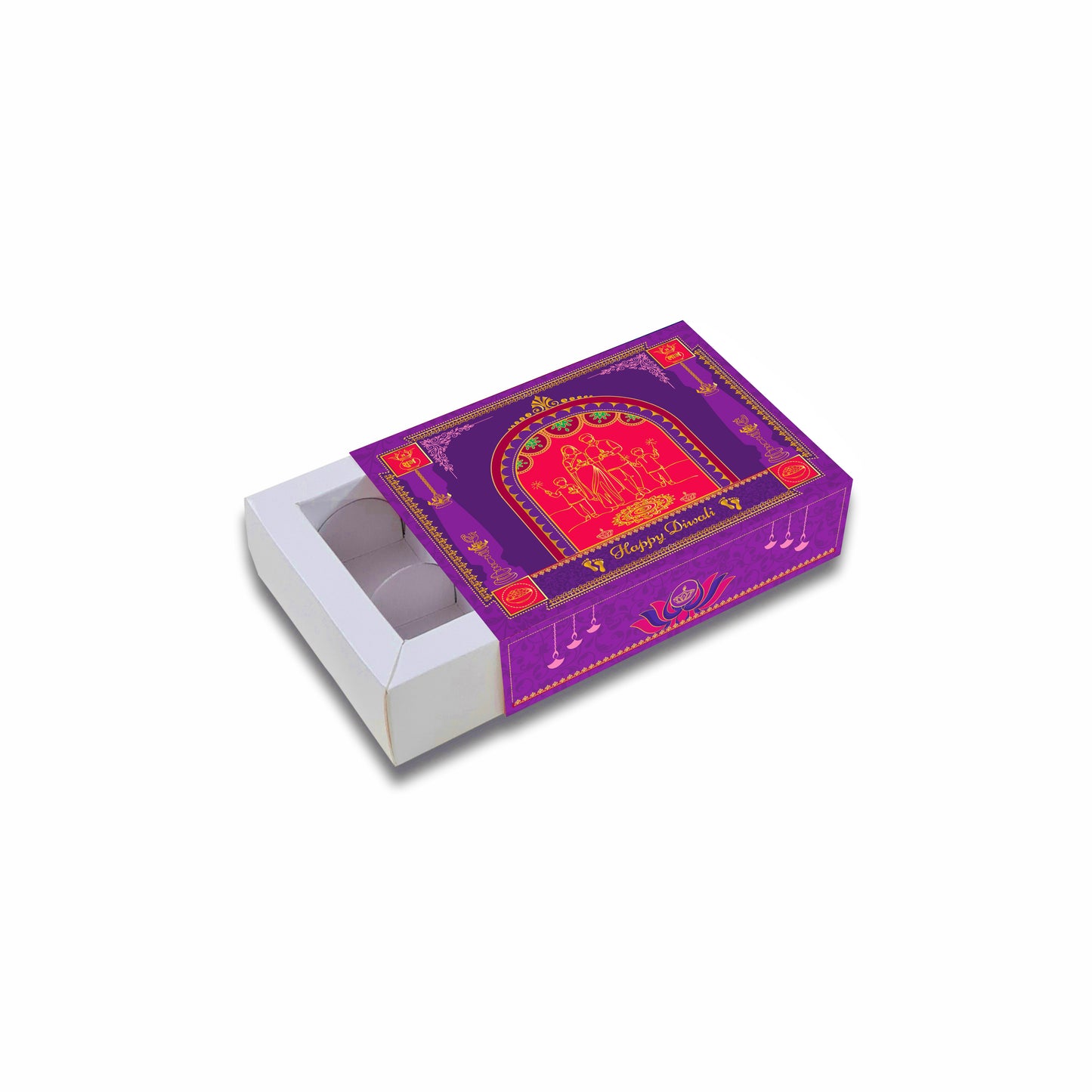 Diwali Chocolate Box 6 Cavity Gold Foil Design 002 - back
