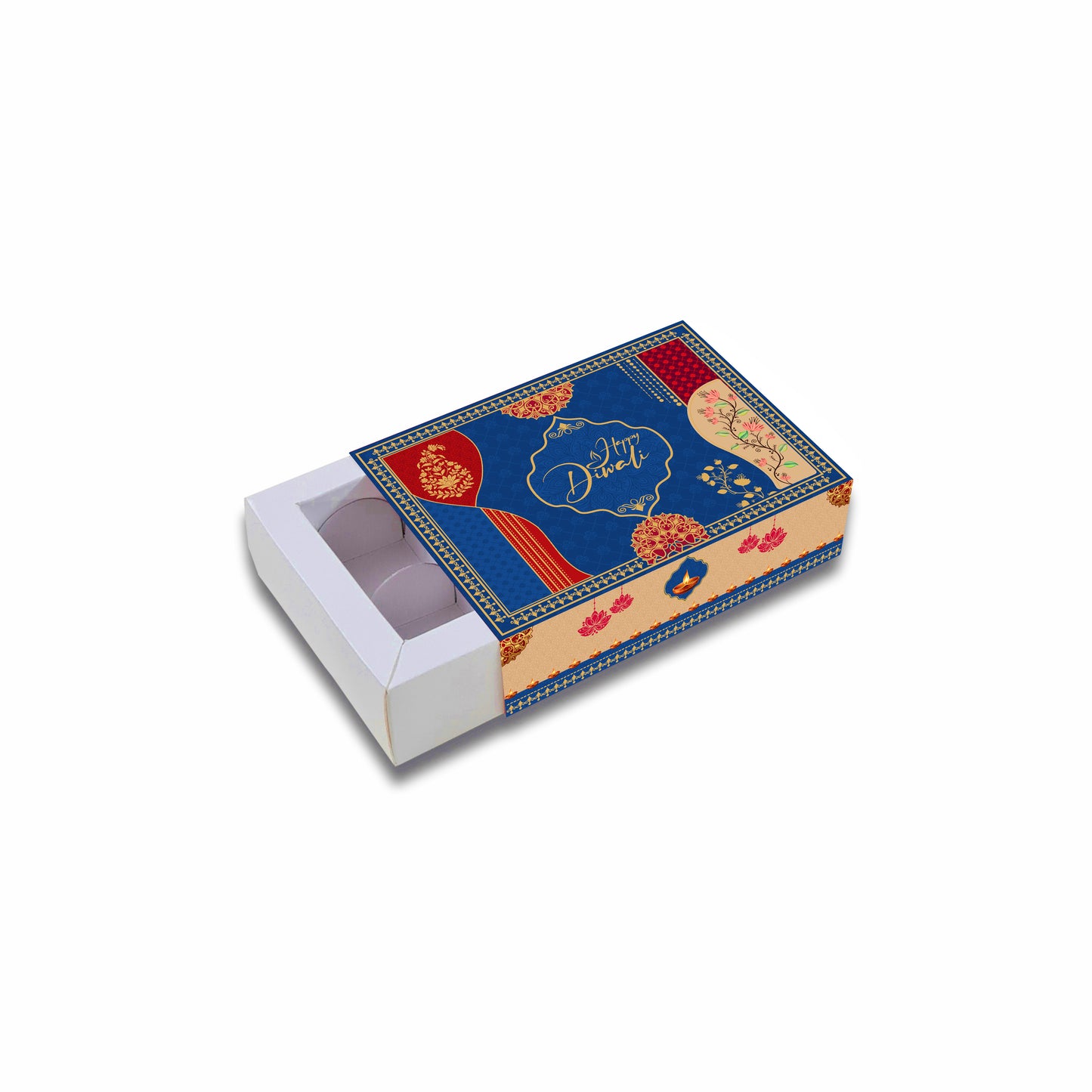Diwali Chocolate Box 6 Cavity Gold Foil Design 001 - back