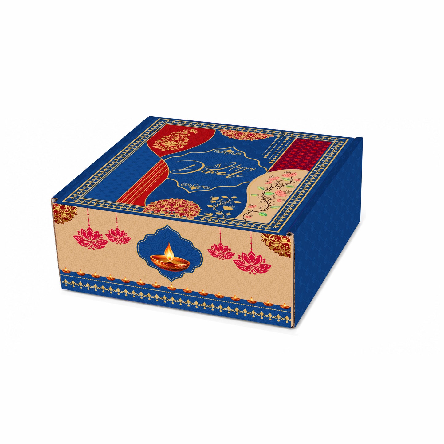 Diwali Corrugated Hamper Box 6x6x3 inch Design 001 - back