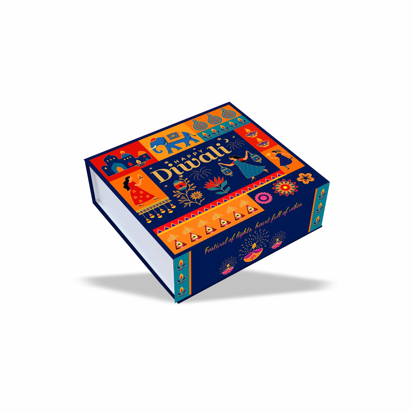 Diwali Collection Magnetic Rigid Hamper Box (6x6x2 inch) Design 002 - custom rigid packaging box