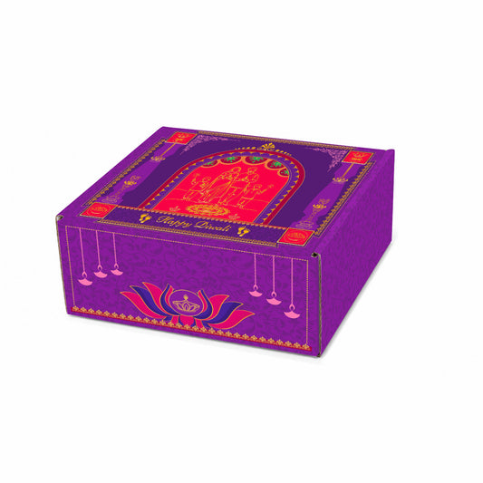 Diwali Corrugated Hamper Box 6x6x3 inch Design 002 - front