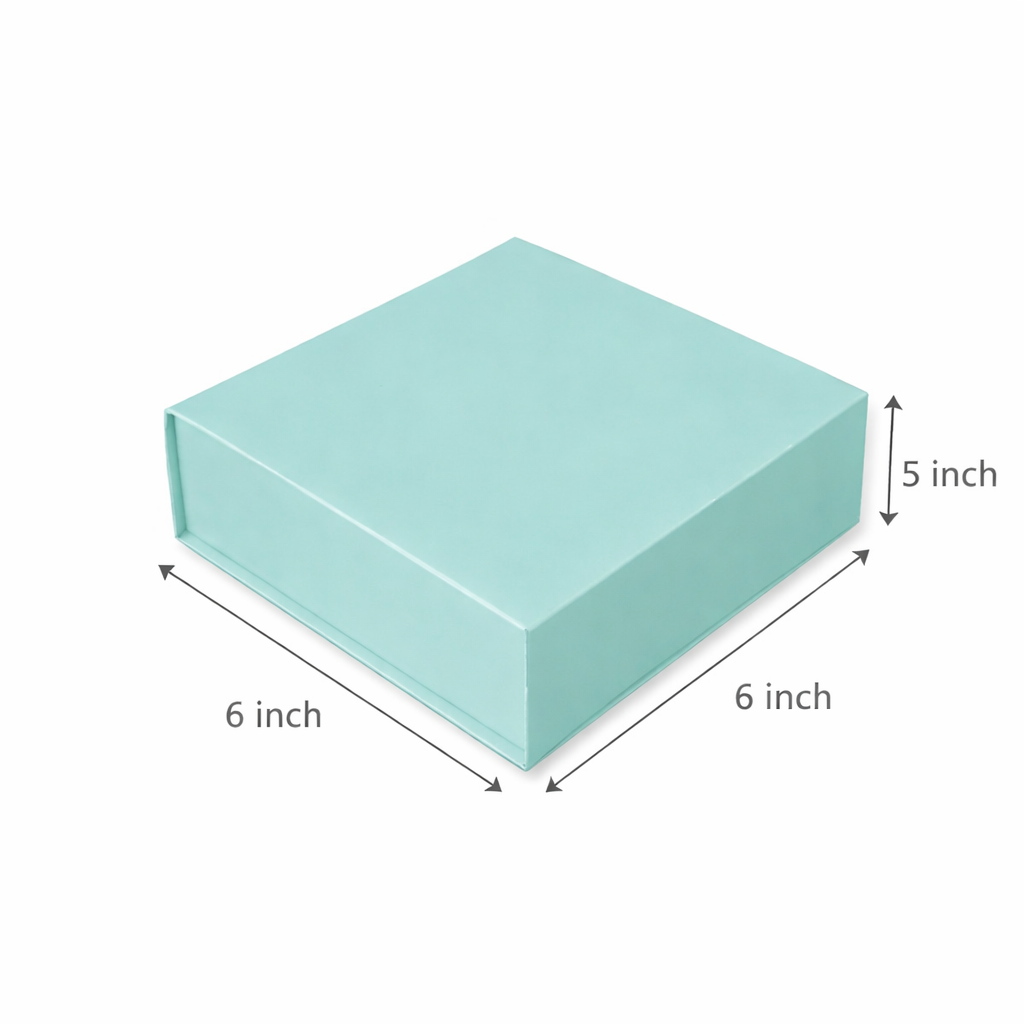 6 x 6 x 5 inch light blue rigid gift box for premium gift and product packaging.