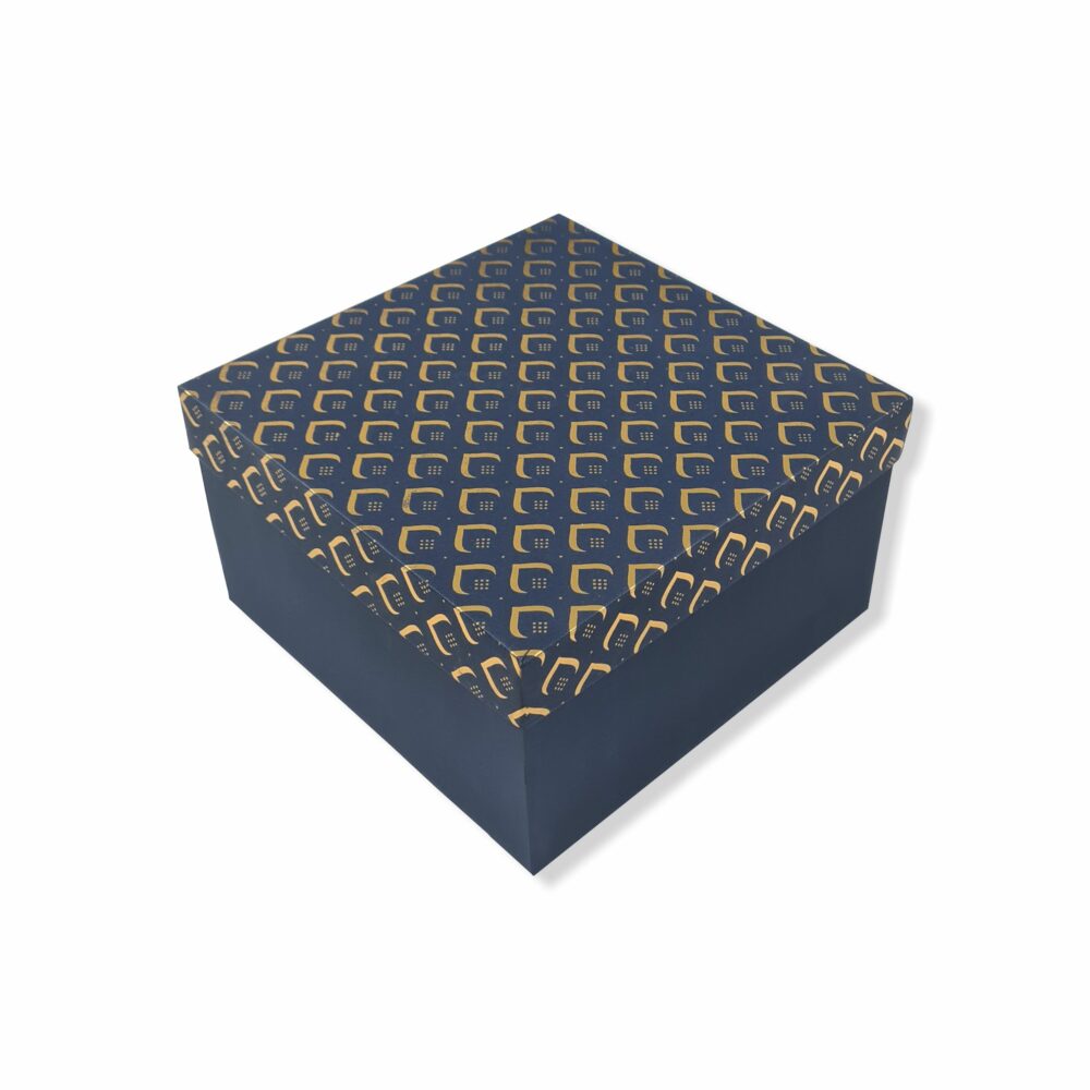 Blue Gold Foil: Pattern Rigid Hamper Box (7x7x4 inch)