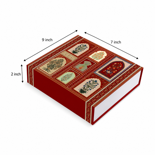 Royal Jharokha Magnetic Rigid Hamper Box with Gold Foil (9x7x2 inch)