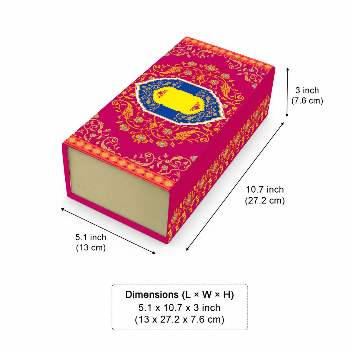 Shahi Virasat 3 Jar Hamper Box (Rigid Magnetic Pattern) with Custom Logo Print