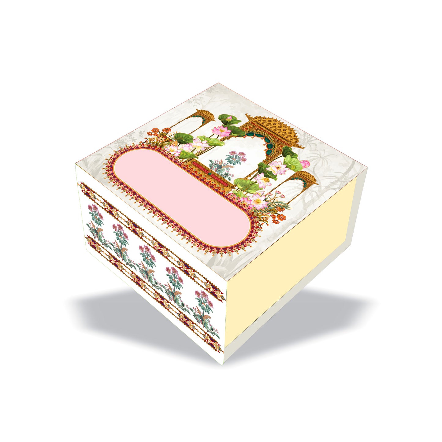 Lotus Palace 4 Jar Hamper Box (Rigid Magnetic Pattern) with Custom Logo Print