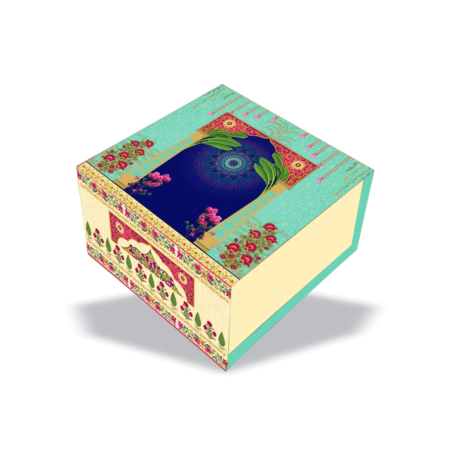 Turquoise Darbar 4 Jar Hamper Box (Rigid Magnetic Pattern) with Custom Logo Print
