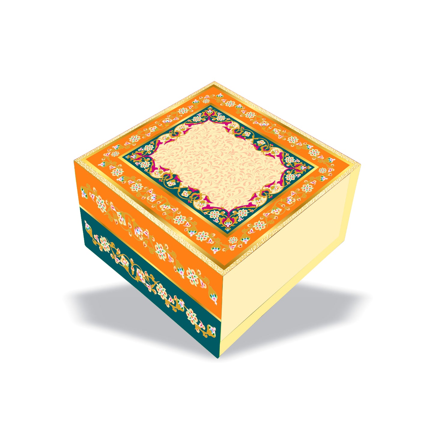 Shahi Phoolkari 4 Jar Hamper Box (Rigid Magnetic Pattern) with Custom Logo Print