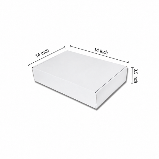 White Corrugated Hamper Box (14x14x3.5″)