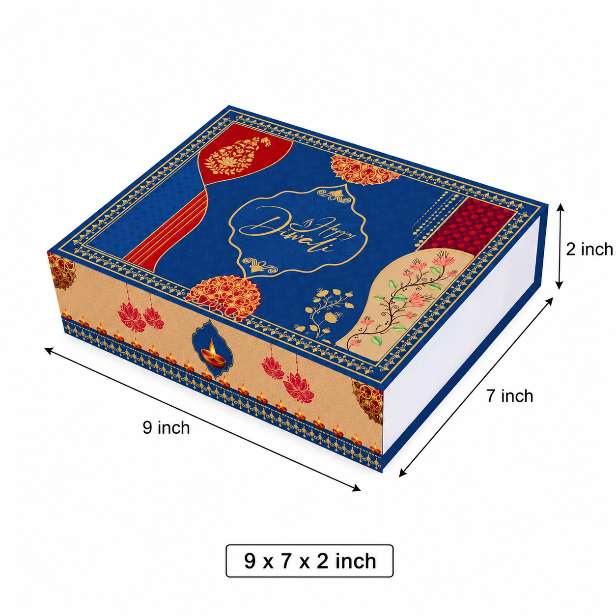 Diwali Rigid Magnetic Hamper Box 9x7x2 inch Design 001 - back