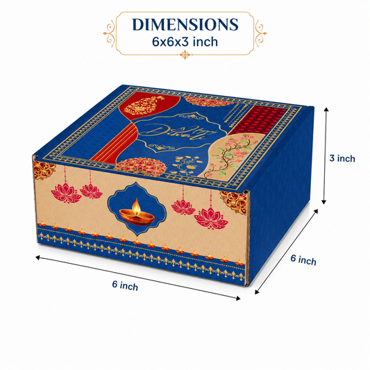 Diwali Corrugated Hamper Box 6x6x3 inch Design 001 - front
