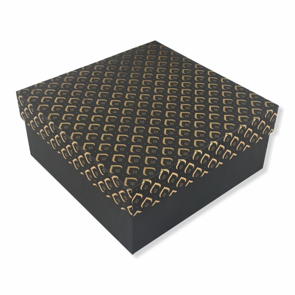 Black Gold Foil: Rigid Hamper Box (9x9x4 inch)