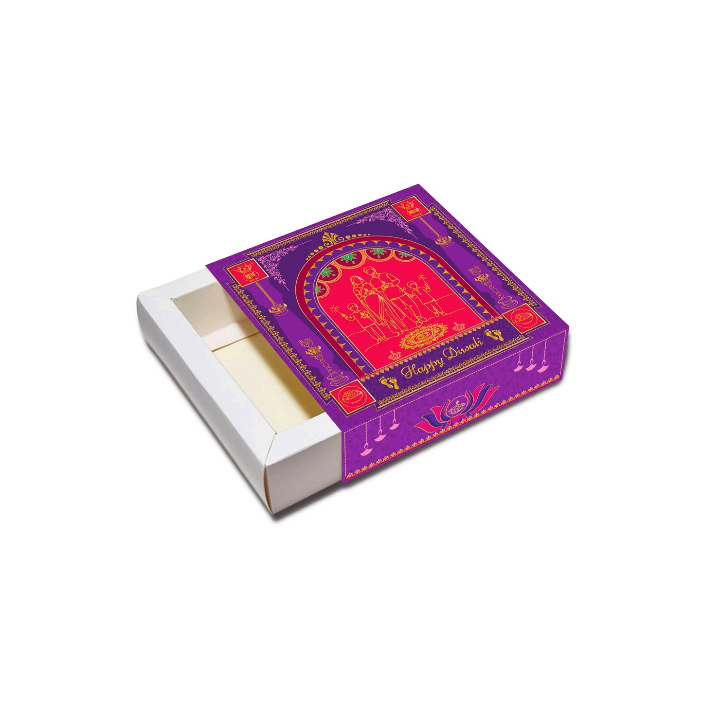 Diwali Chocolate Box 9 Cavity Gold Foil Design 002 - custom packaging box