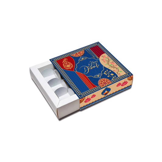 Diwali Chocolate Box 9 Cavity Gold Foil Design 001 - front