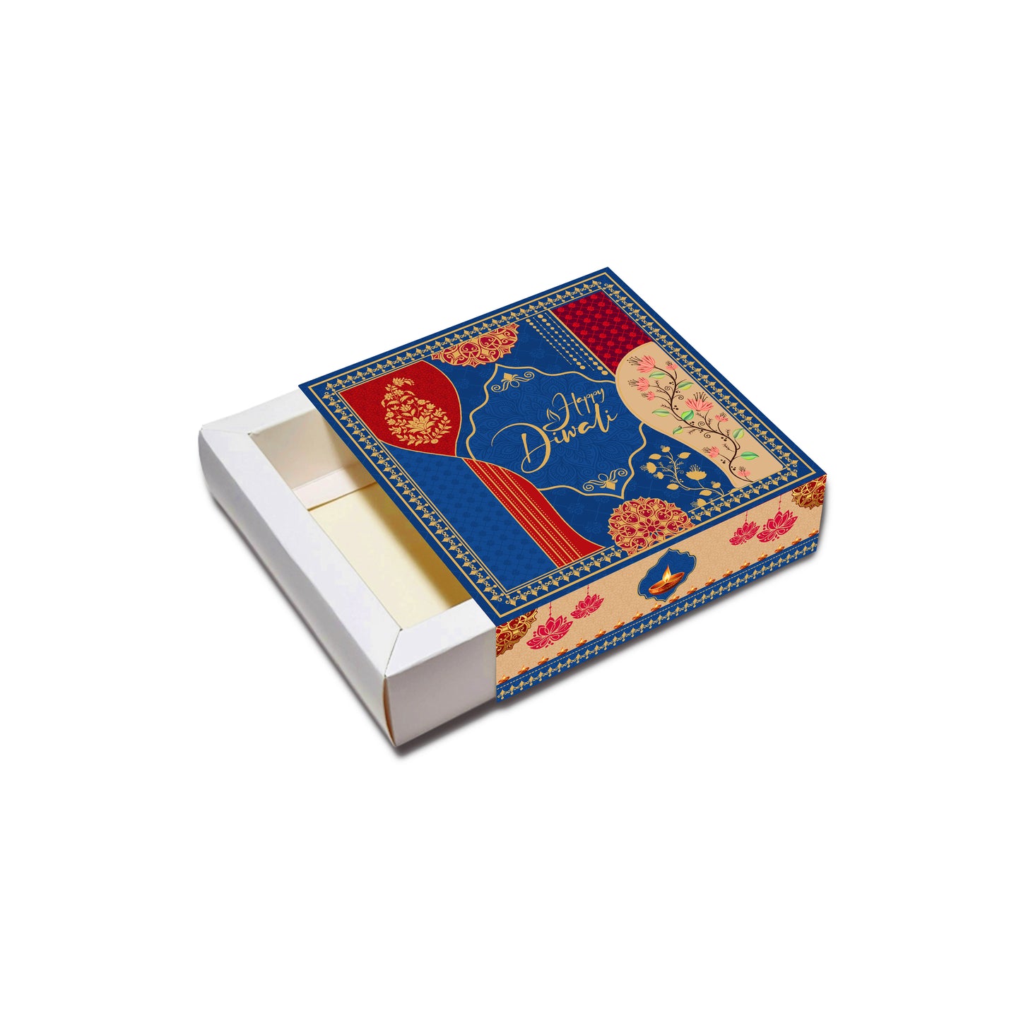 Diwali Chocolate Box 9 Cavity Gold Foil Design 001 - back