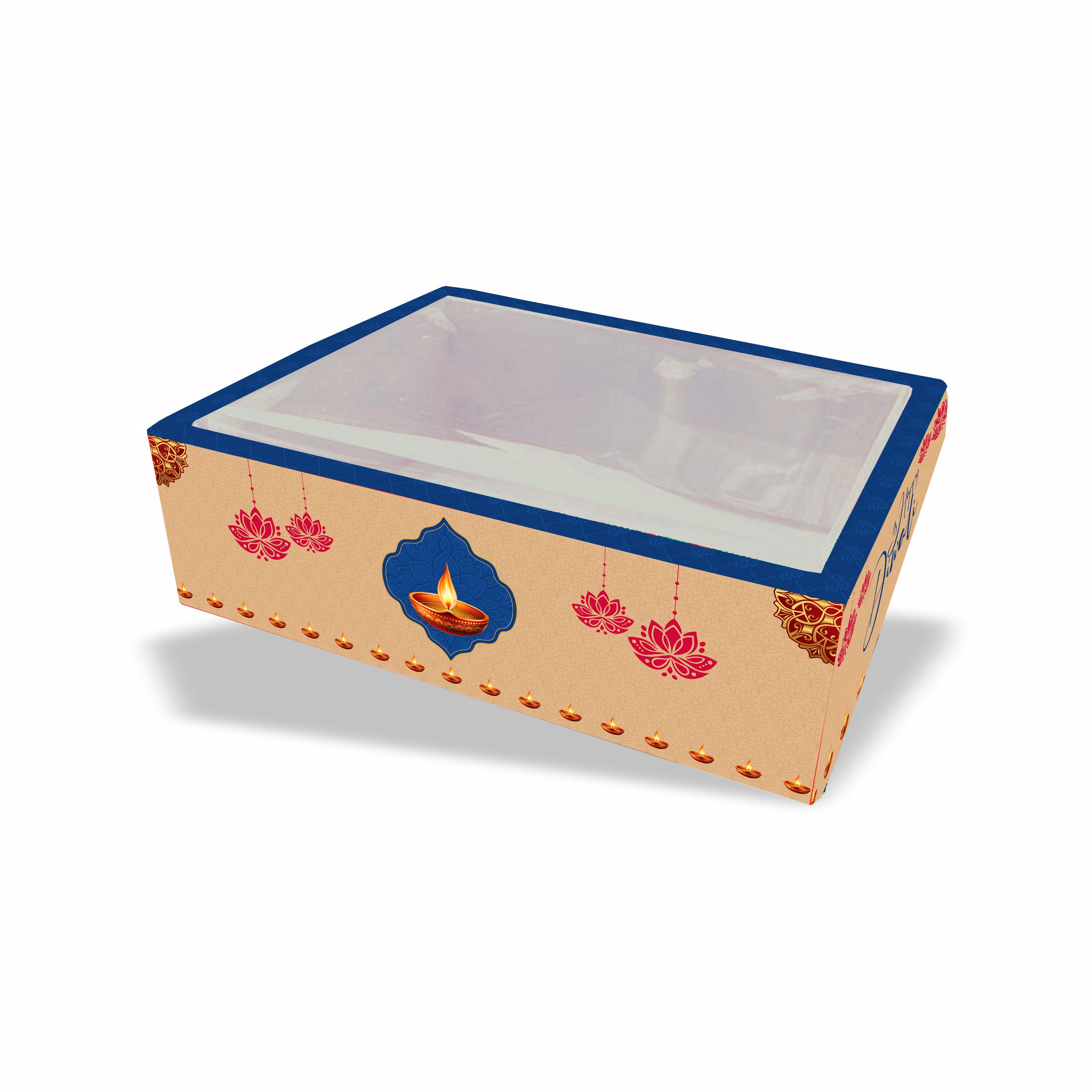 Diwali Corrugated  Tray With Transparent Lid (9x5.5x3 inch) 001