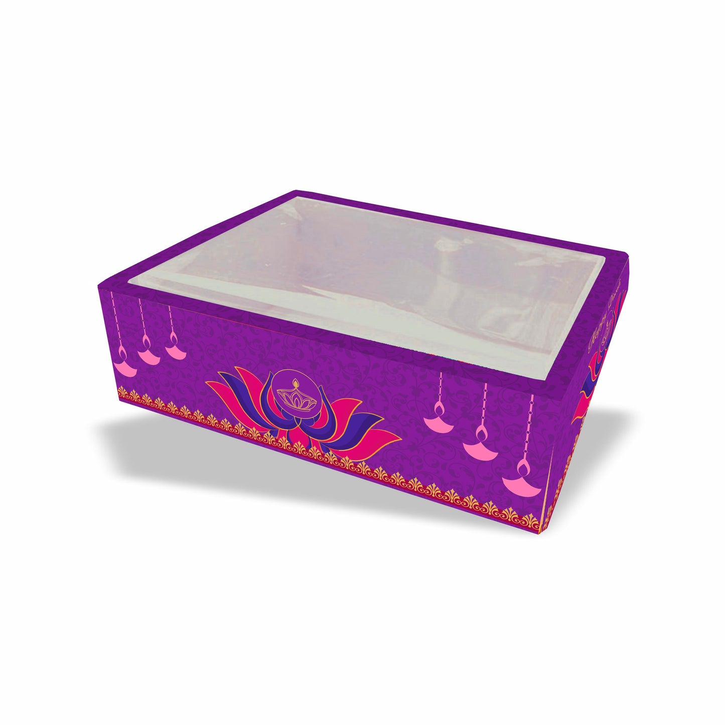 Diwali Corrugated  Tray With Transparent Lid (9x5.5x3 inch) 002
