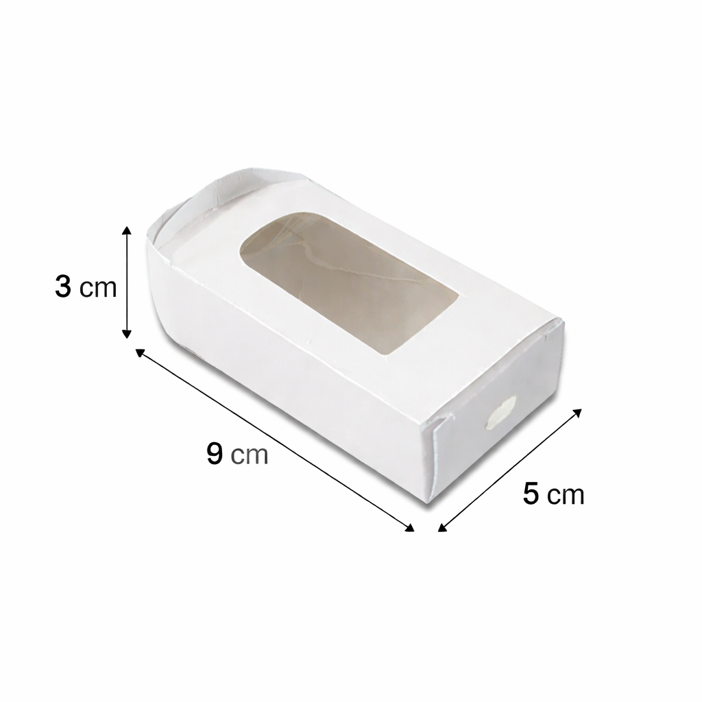 9x5x3 cm white cakesicle box with clear window for chocolate and dessert packaging