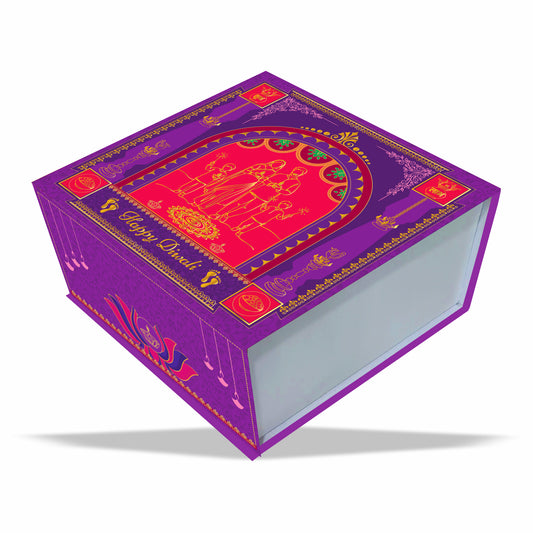 Magnetic Rigid Hamper Box (9x9x4 inch) Diwali Collection Design 002 - custom rigid packaging box