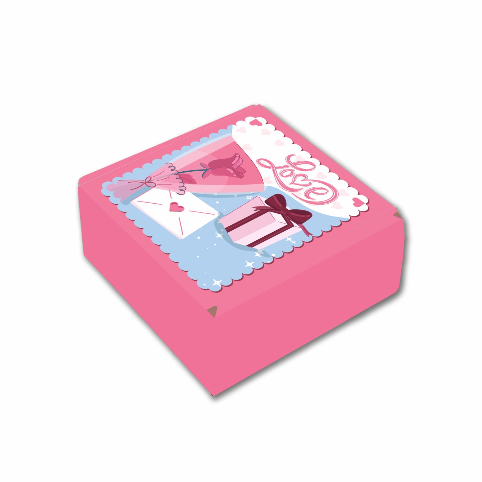 Valentine : Pink Corrugated Hamper Box (4.5×4.5×2″)