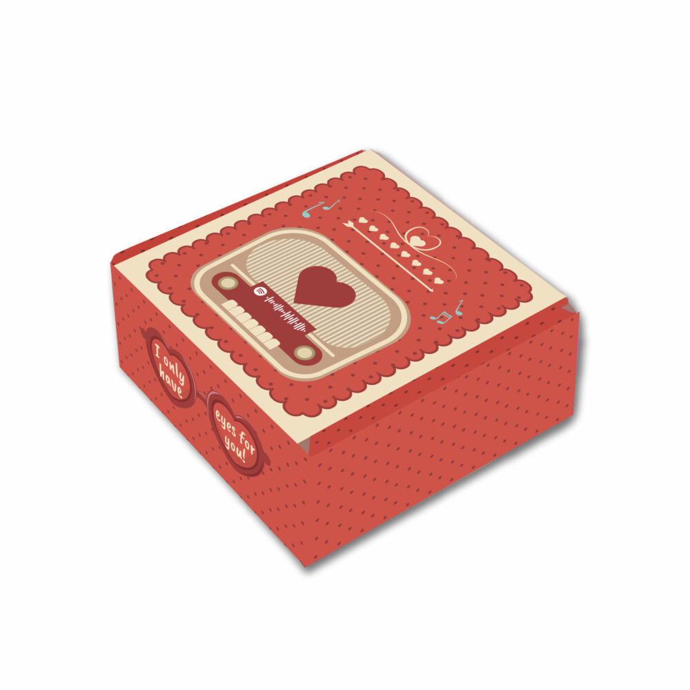 Valentine : Red Corrugated Hamper Box (4.5×4.5×2″)