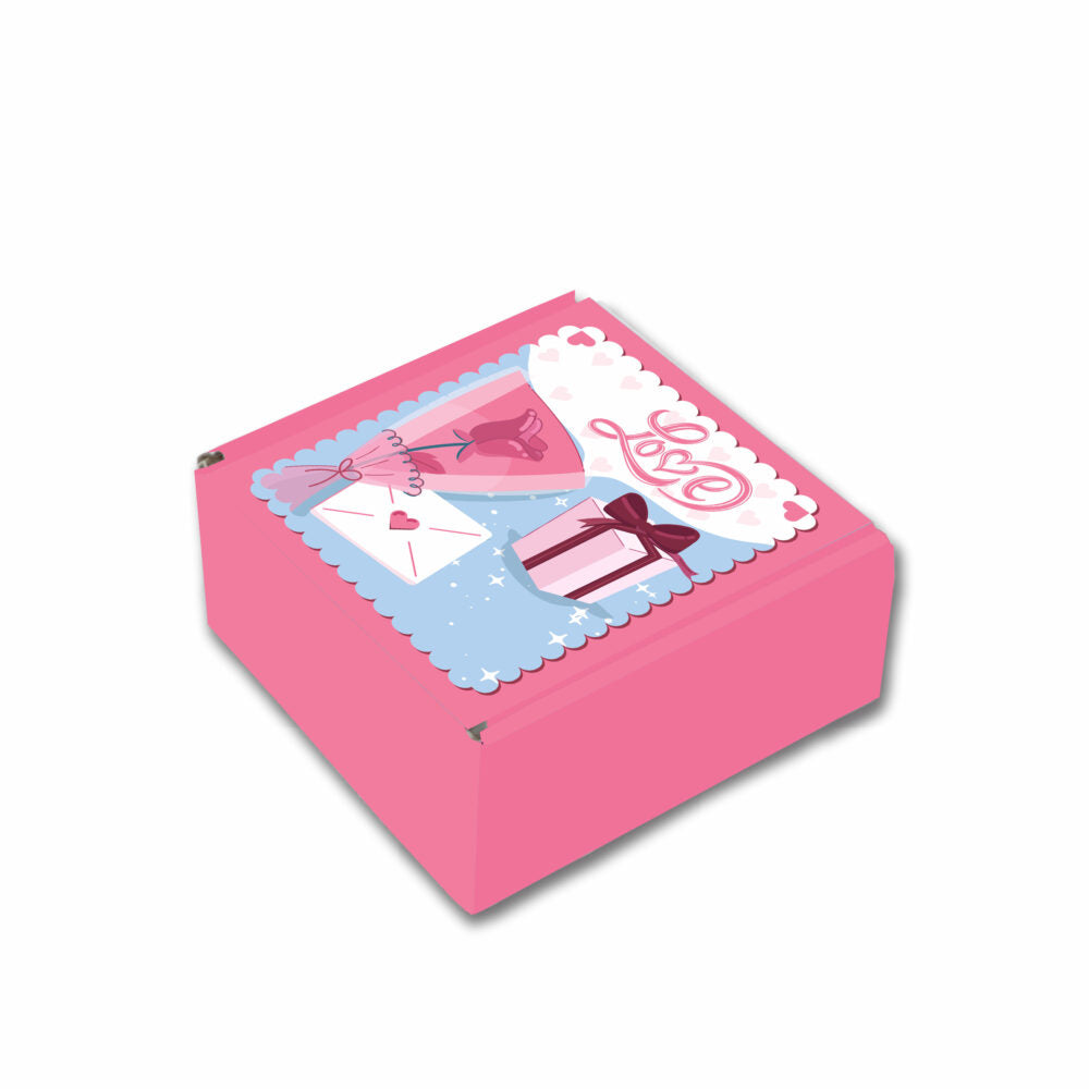 Valentine : Pink Corrugated Hamper Box (6x6x3″)