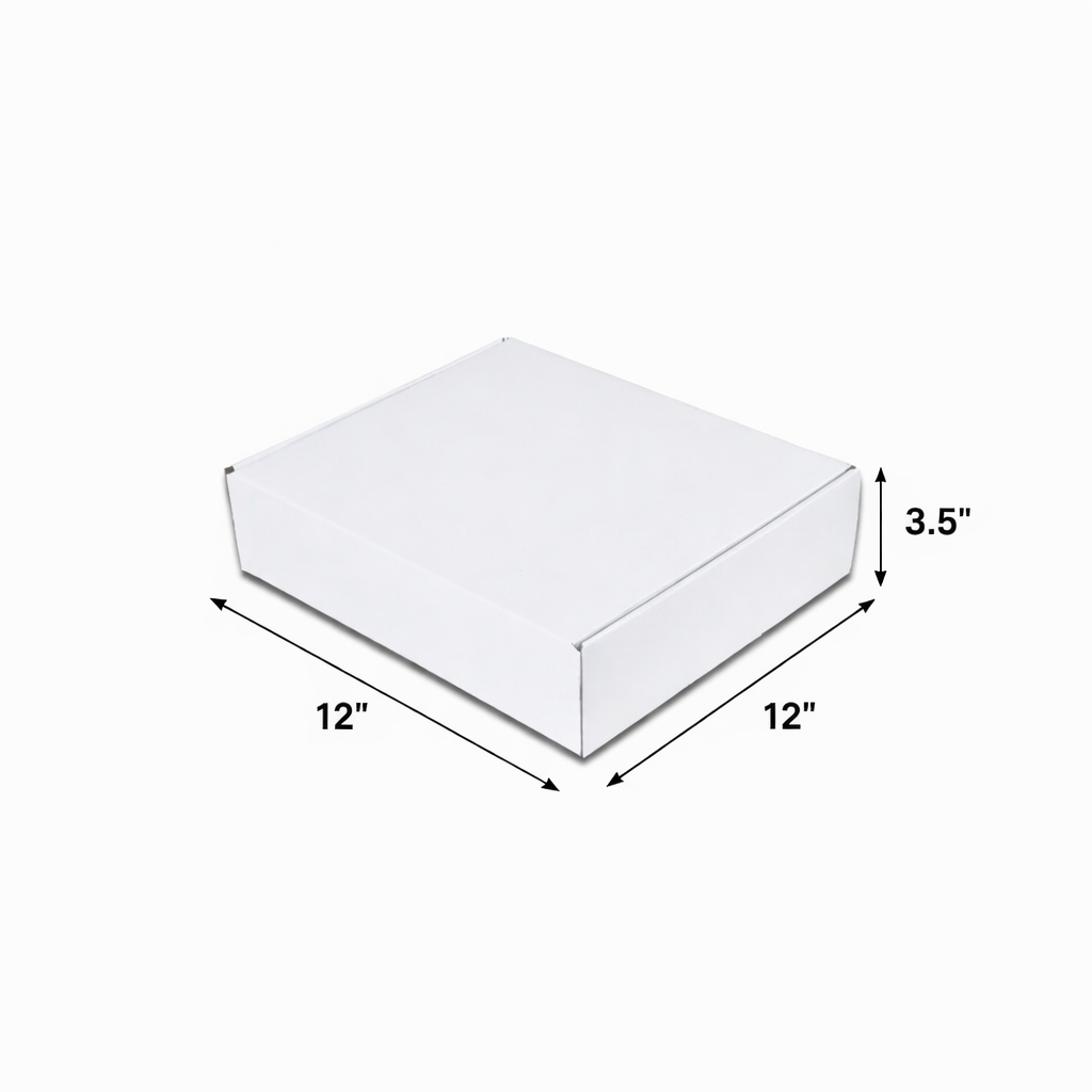 White Corrugated Hamper Box (12x12x3.5 inch)