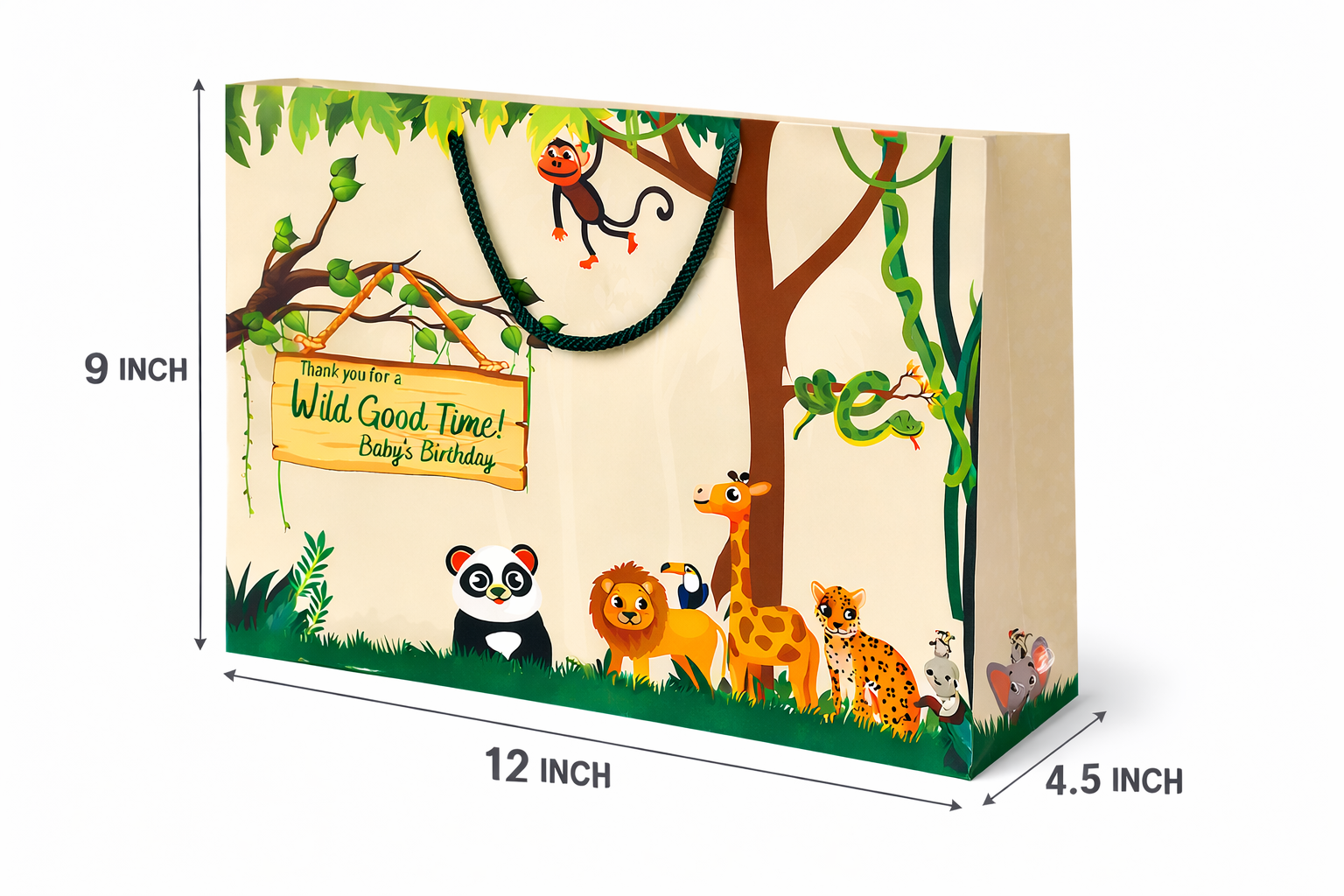Jungle Safari Theme Paper Bag 12x4.5x9 inch