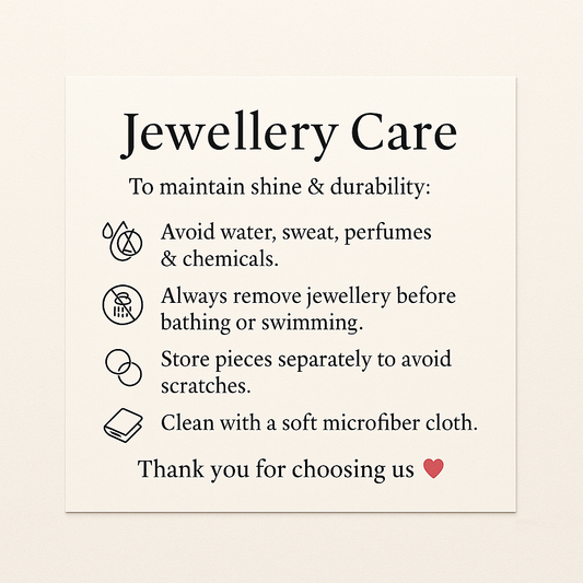 3X3 inch Jewellery Care Card