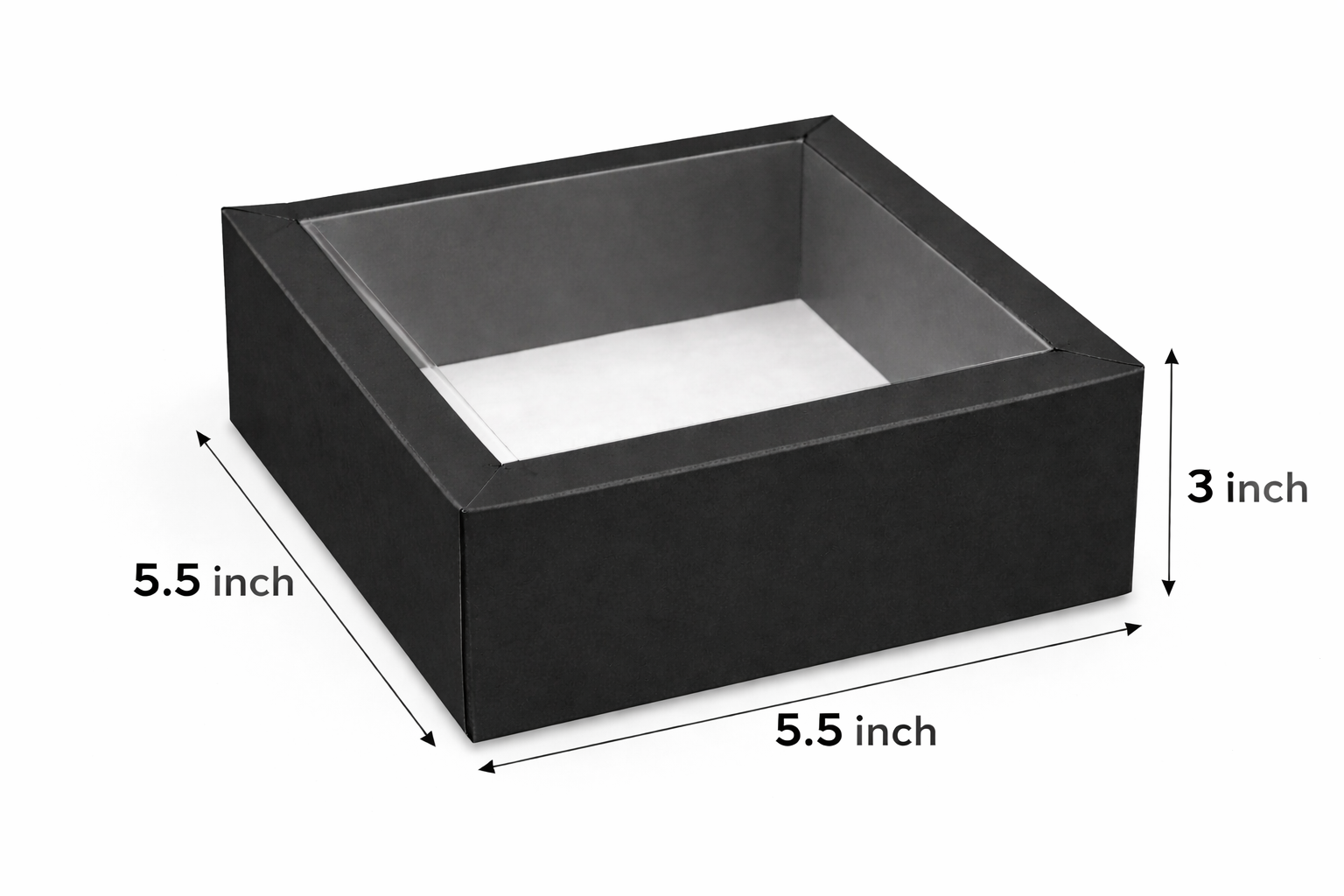 Corrugated Tray With Transparent Lid (5.5x5.5x3 inch)